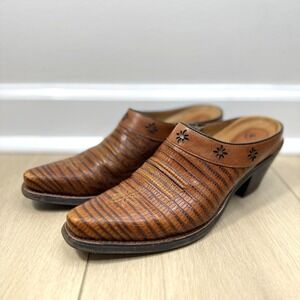 Ariat Desert Stars Leather Mule Clogs Womens 7.5B Retired Y2K Pointed Toe SlipOn